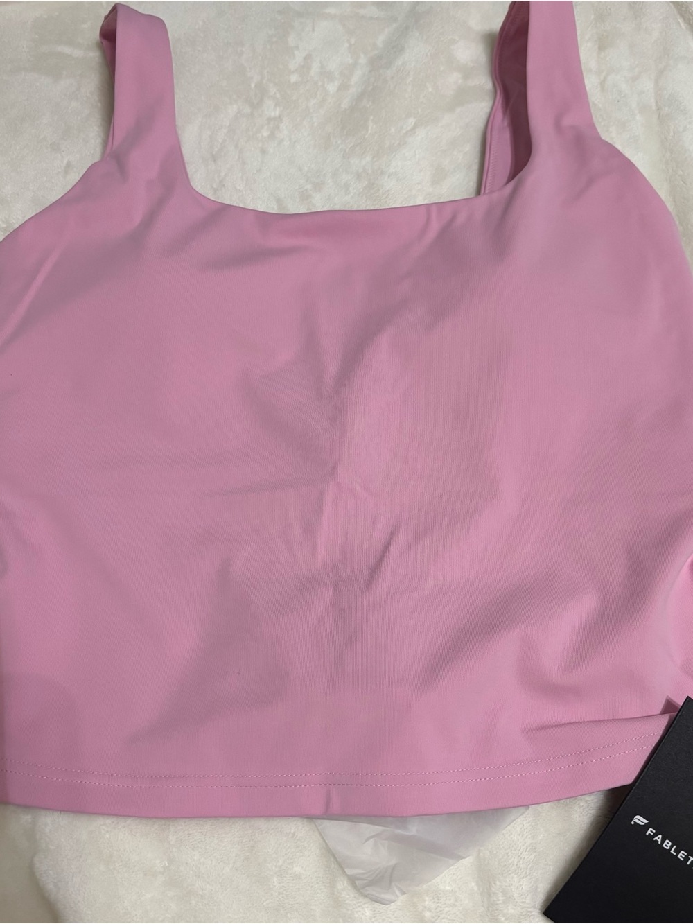 Fabletics Light Pink Square-Neck Crop Tank